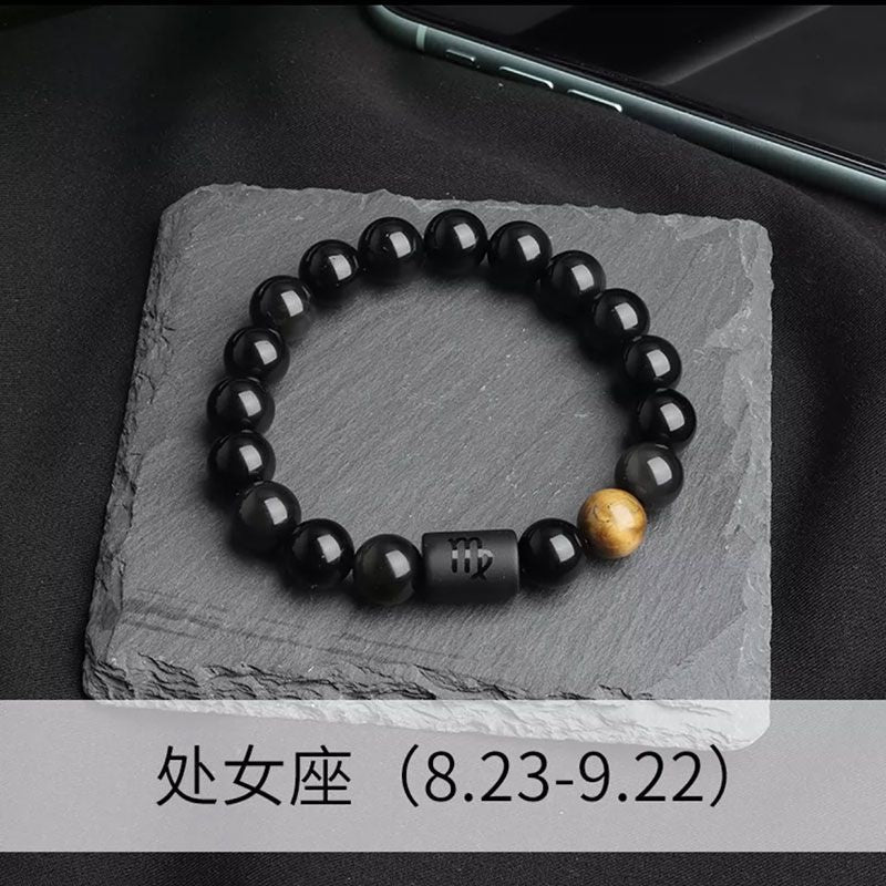 Wholesale Twelve Constellations Natural Stone Elastic Bracelet